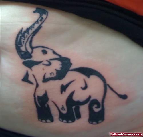 Black Elephant Roaring Tattoo
