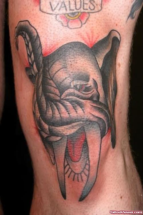 Angry Elephant Head Tattoo