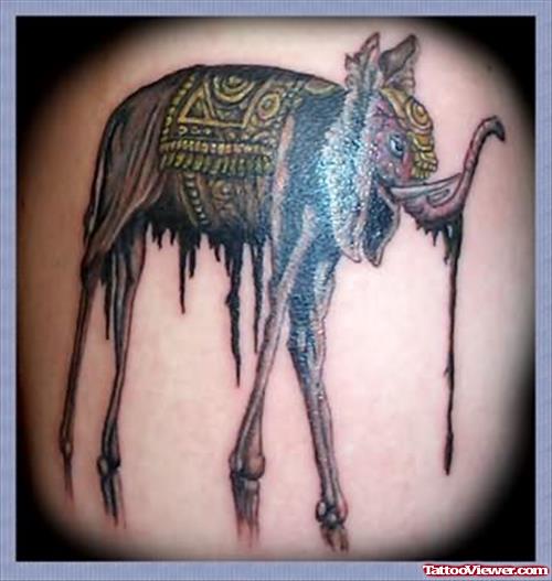 Amazing Dali Elephant Tattoo