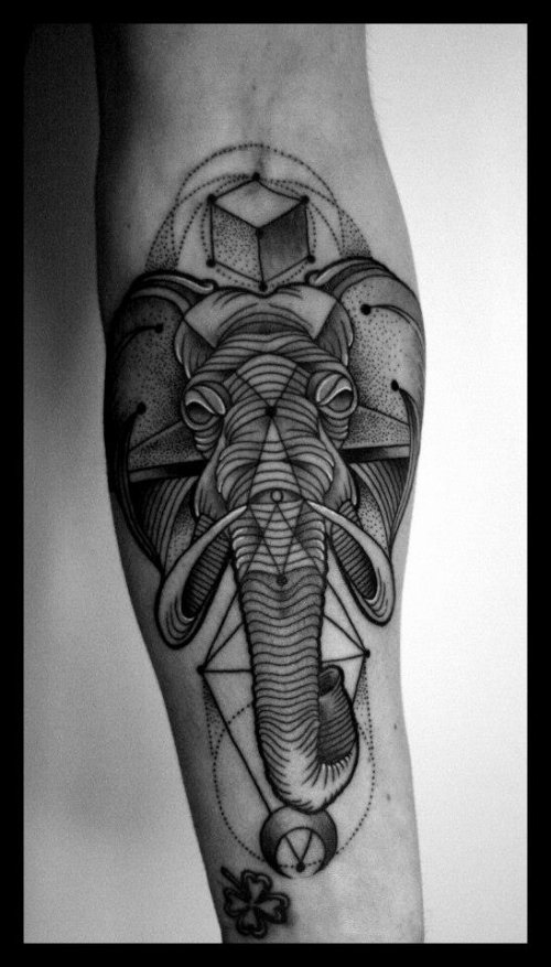 Abstract Elephant Tattoo On Left Arm