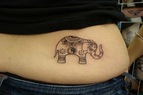 Yin Yang Symbol In Elephant Tattoo