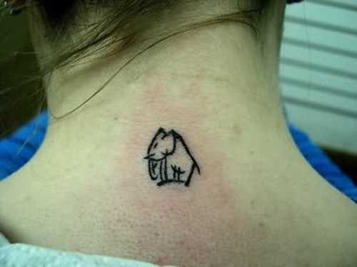 Little Elephant Tattoo On Back Neck