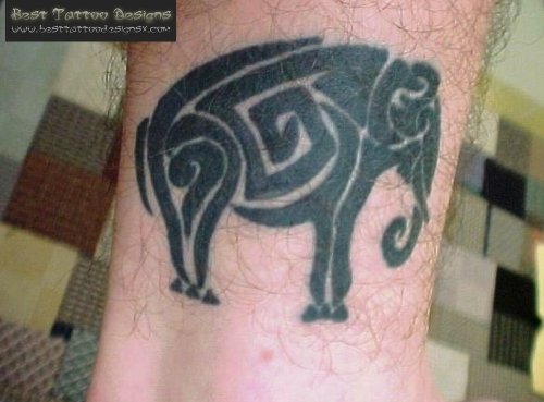 Amazing Black Tribal Elephant Tattoo