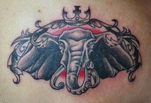 Elephant With Crown Tattoo
