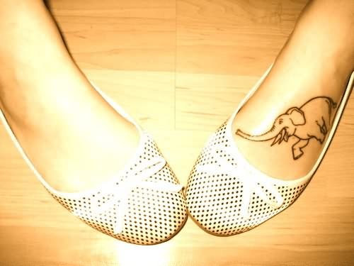 Cute Elephant Tattoo On Foot For Girls
