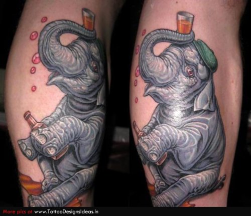 Circus Elephant Tattoo On Leg