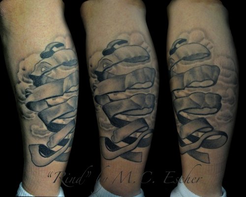 Left Leg Escher Tattoo