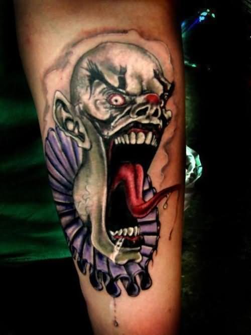 Clown Head Color Ink Tattoos