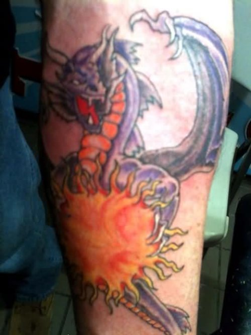 Evil Dragon Color Ink Tattoo