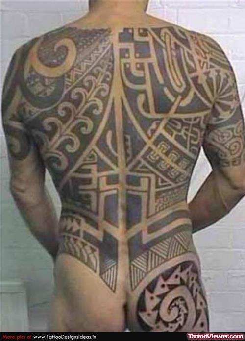 Extreme Maori Tattoo On Full Back