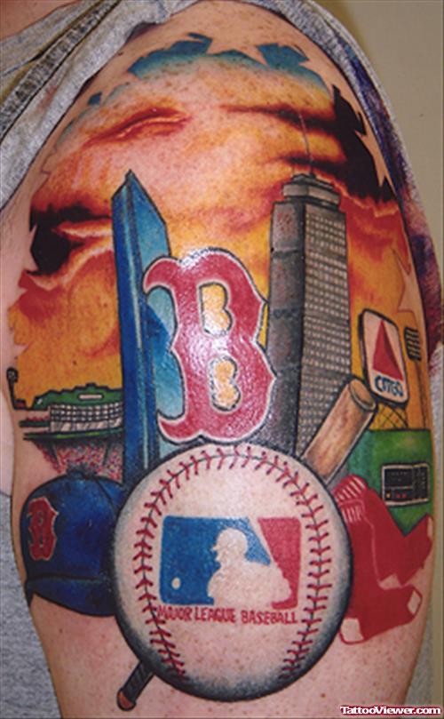 Red Sox Extreme Tattoo On Left Half Sleeve