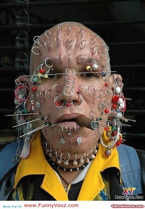 Extreme Wired Tattoo On Face