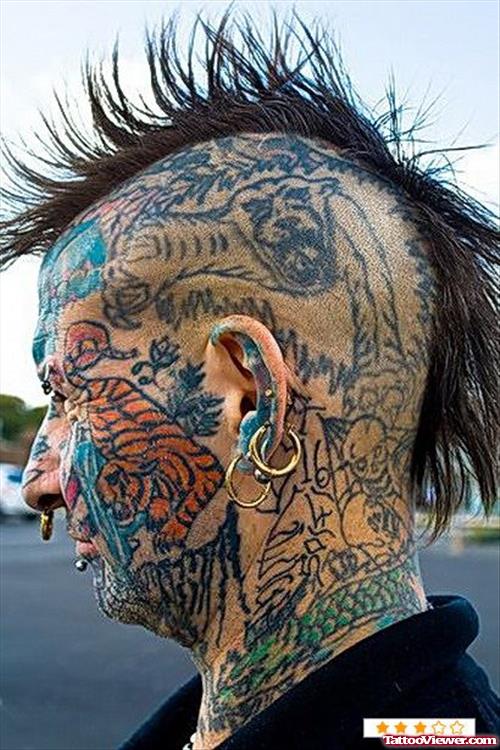 Extreme Face and Head Tattoo For Men