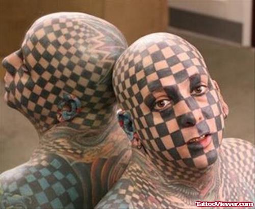 Extreme Chess Tattoos On Face and Body