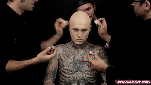 Extreme Zombie Skeelton Tattoo On Body
