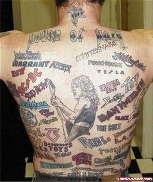 Extreme Words Tattoos On Man Back