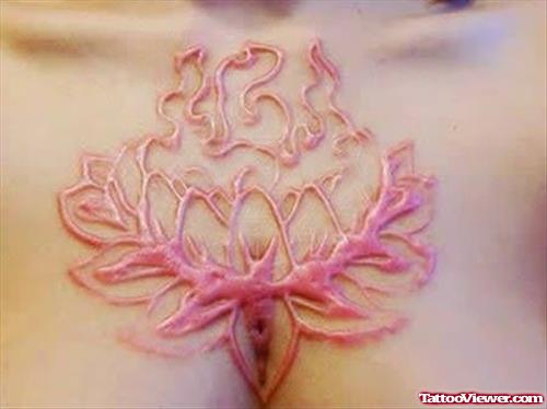 Extreme Scarification Lotus Tattoo On Chest