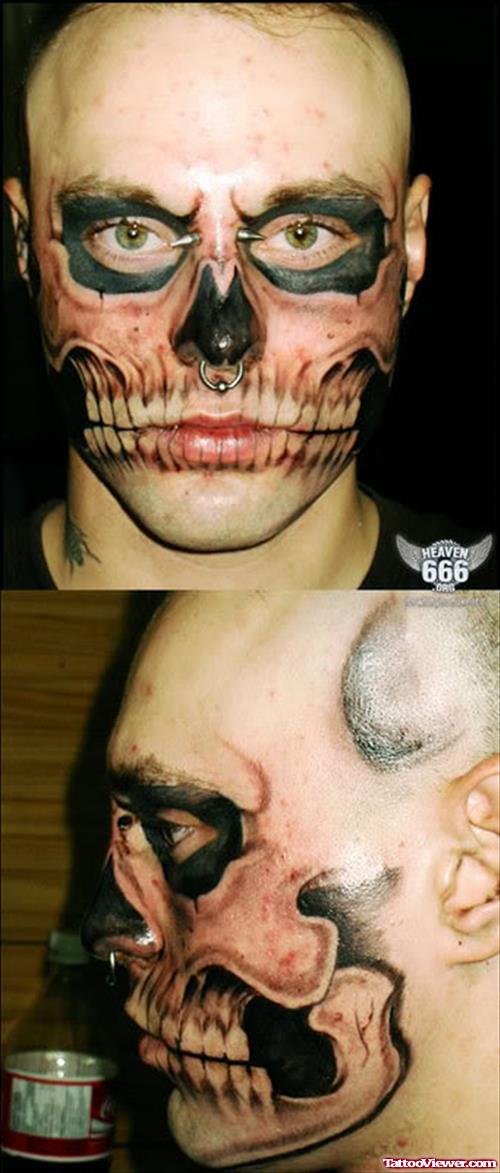 Stylish Extreme Skull Face Tattoo For Men