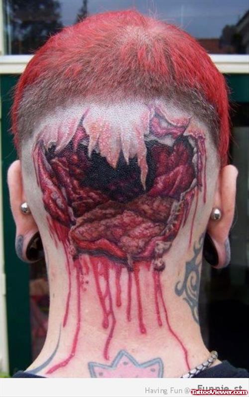 Extreme Zombie Head Tattoo