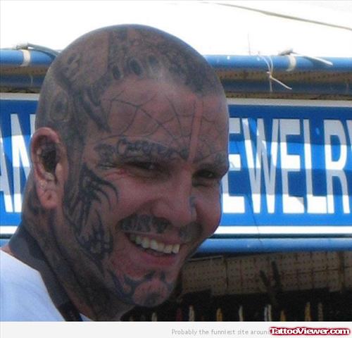 Spider Web And Tribal Extreme Tattoo