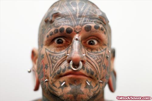 Nice Extreme Face Tattoo For Men