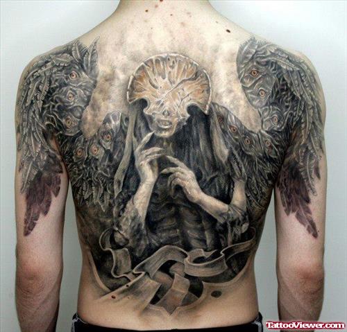 Extreme Scary Tattoo On Back