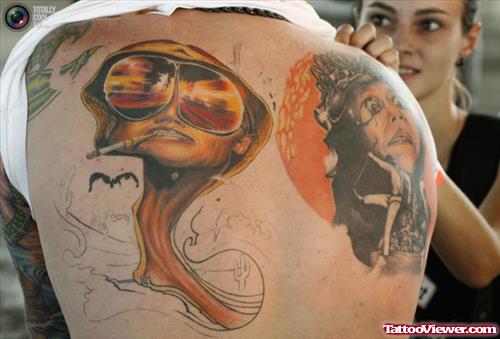 Extreme Smoking Tattoo On Full Back