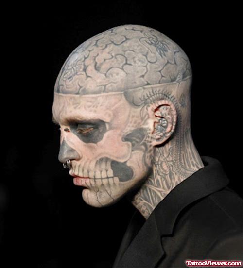 Extreme Skull face Tattoo For Men