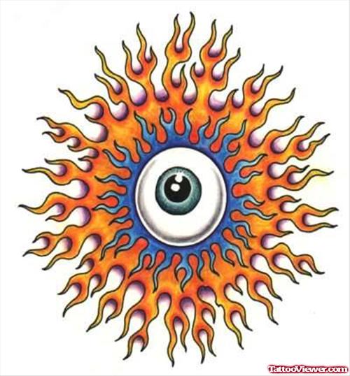 Extreme Flaming Eyeball Tattoo Design