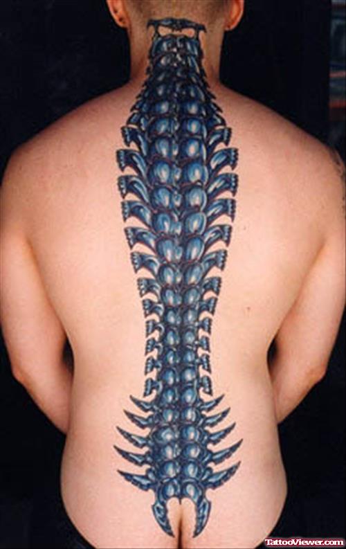 Extreme Spinal Cord Tattoo On Back