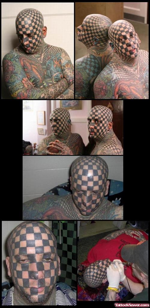 Extreme Chess Tattoo On Face