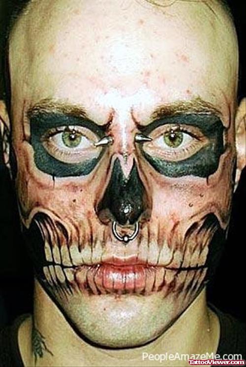 Amazing Extreme Skull Face Tattoo For Men