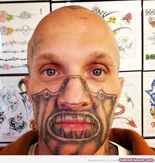 Extreme Mask Tattoo On Face