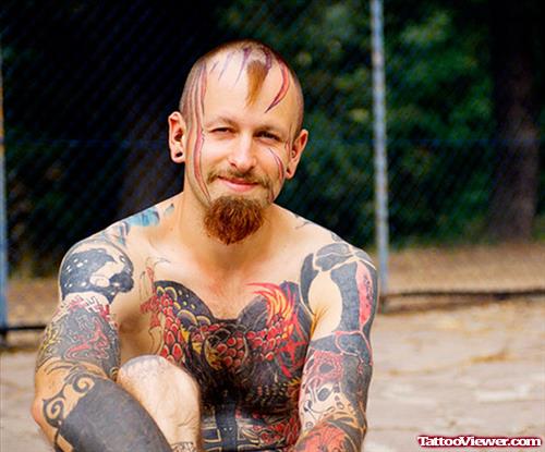 Colored Extreme Tattoos On Body And Head