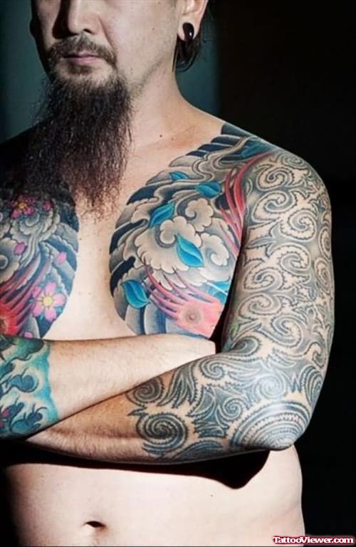 Extreme Tattoo On Arm And Chest
