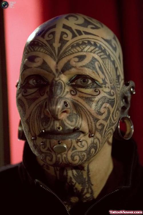 Extreme Face Tattoo For Women