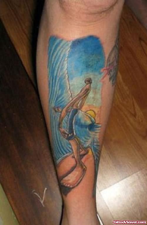 Extreme Blue Tattoo On Leg