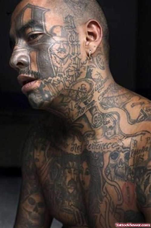Extreme Gang Tattoo On Body