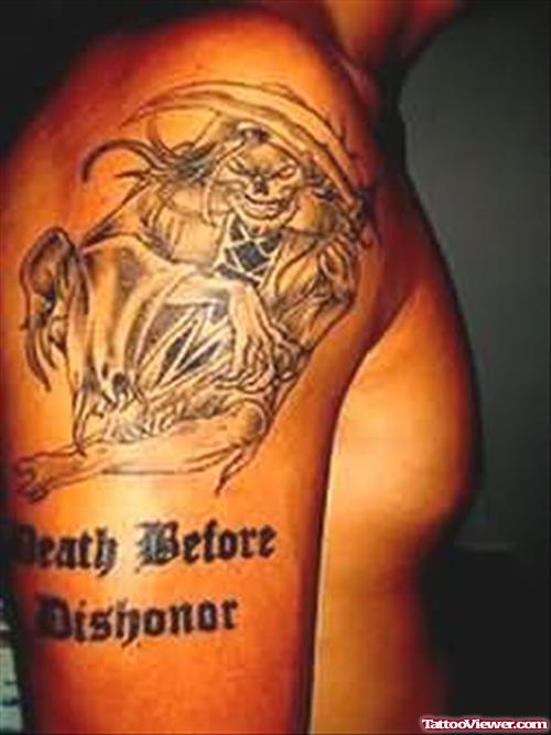 Extreme Death Tattoo On Shoulder