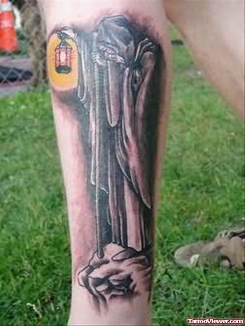 Extreme Danger Tattoo On Leg