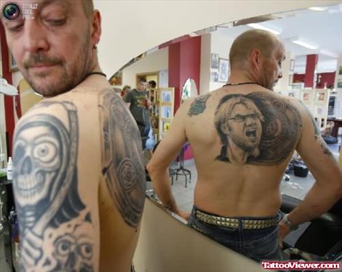Extreme Tattoo On Back And Shoulder