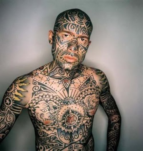 Extreme Maori Tattoo On Chest And Face