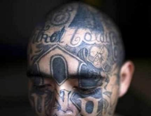 Extreme Gang Tattoo On Head