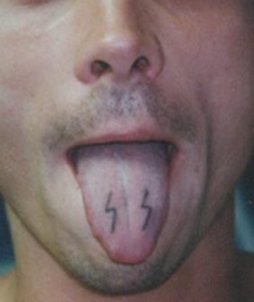 Extreme Energy Symbol Tongue Tattoo For Men