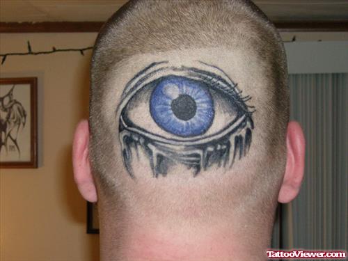 Blue Eye Tattoo On Man Head