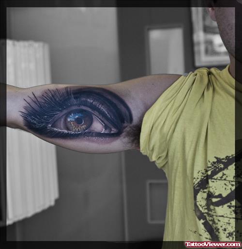 Beautiful Eye Tattoo On Right sleeve