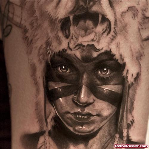 Awesome Panther Head Girl Eyes Tattoos