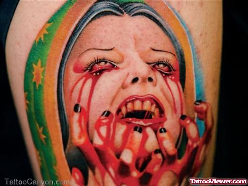 Vampire Girl Bleeding Eyes Tattoos