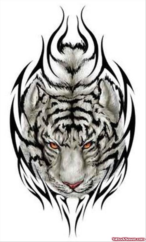 Tribal And Tiger Eye Tattoo Design