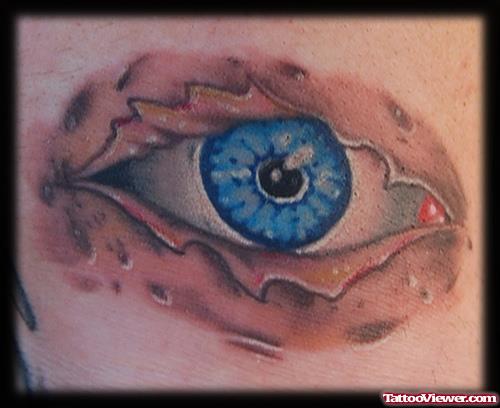 Ripped Skin Blue Eye Tattoo